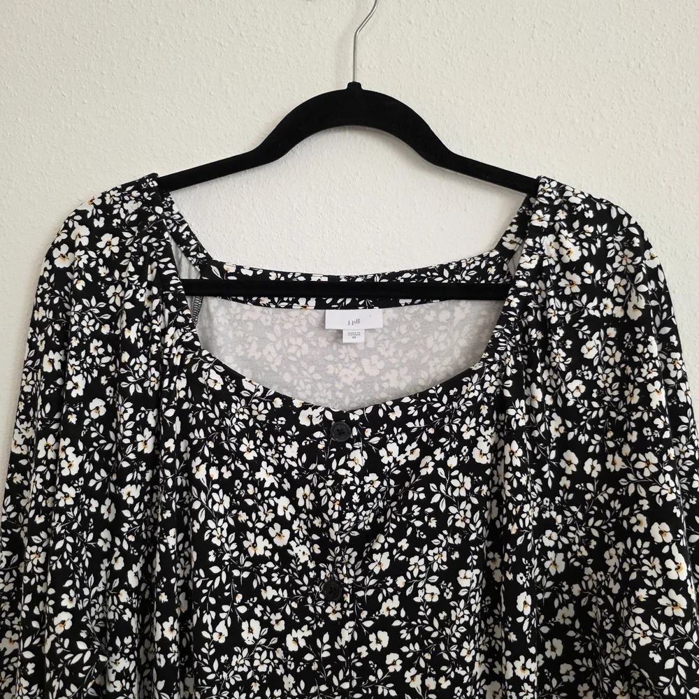 J. Jill Black & White Floral Midi Dress - Picture 3 of 8